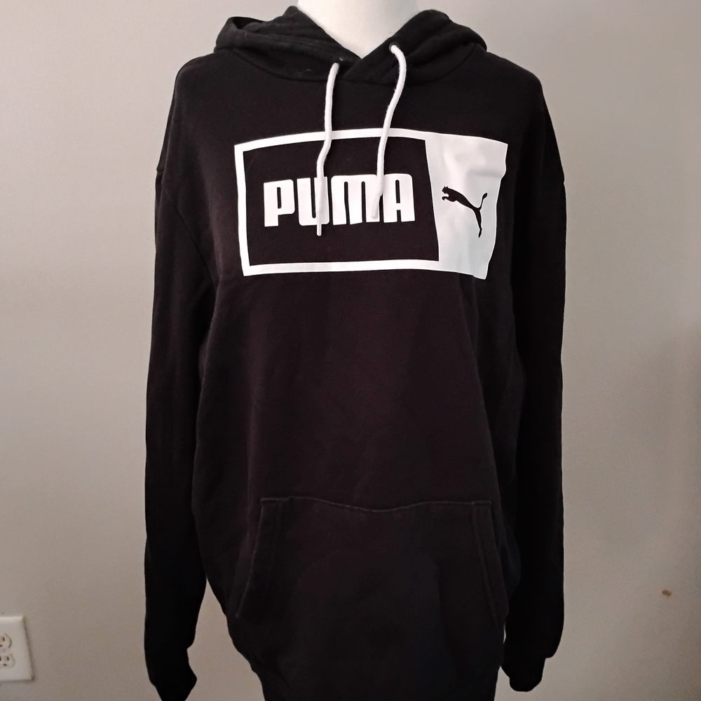 Puma Black Pullover Hoodie with White Logo
